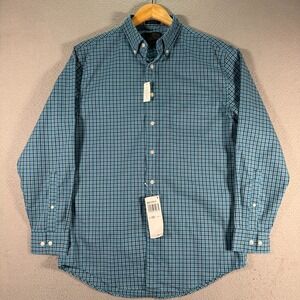 Pendleton Bridgeport Button Down Shirt Mens Medium‎ Blue Plaid Wrinkle Resistant
